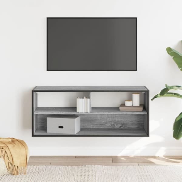 vidaXL tv-bord 100x31x39,5 cm konstrueret træ og metal grå sonoma-eg