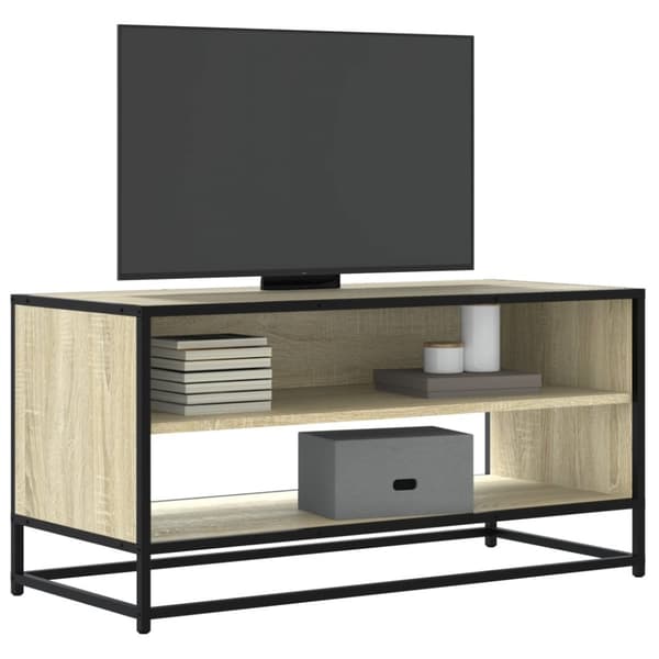 vidaXL tv-bord 91x40x46 cm konstrueret træ og metal sonoma-eg