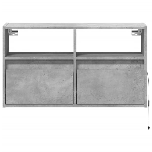 vidaXL væghængt tv-bord med LED-lys 80x31x45 cm betongrå