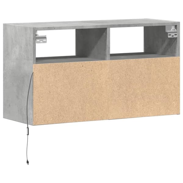 vidaXL væghængt tv-bord med LED-lys 80x31x45 cm betongrå