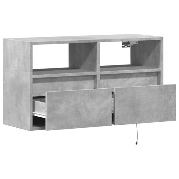 vidaXL væghængt tv-bord med LED-lys 80x31x45 cm betongrå