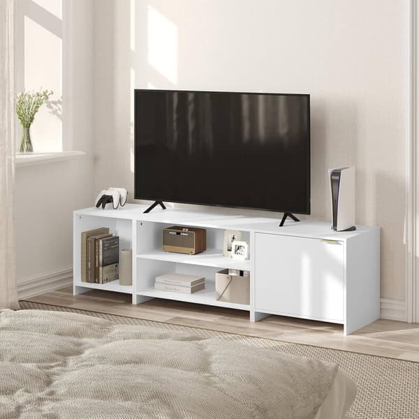 Rootz TV Kaappi Jaettavissa - TV-yksikkö - Mediakonsoli - E1 Engineered Wood - Säädettävä hylly - Valkoinen - 160cm x 45cm x 39cm