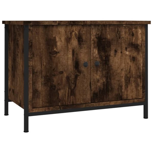 Tv-bänk med dörrar rökfärgad ek 60x35x45 cm konstruerat trä