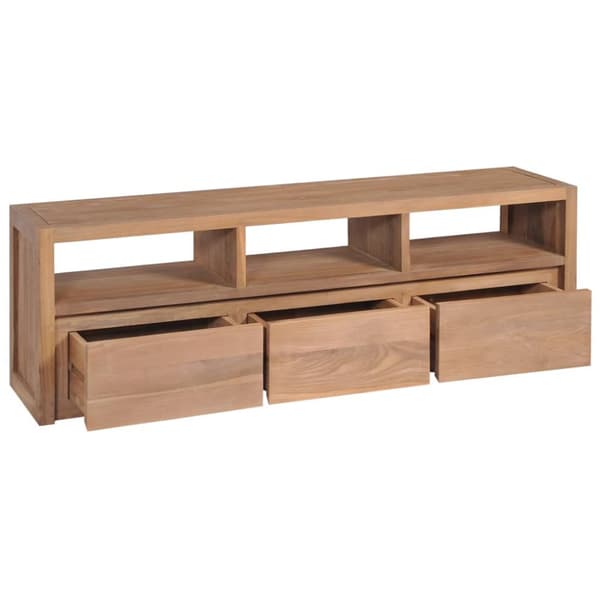 TV-bänk massiv teak med naturlig finish 120x30x40 cm