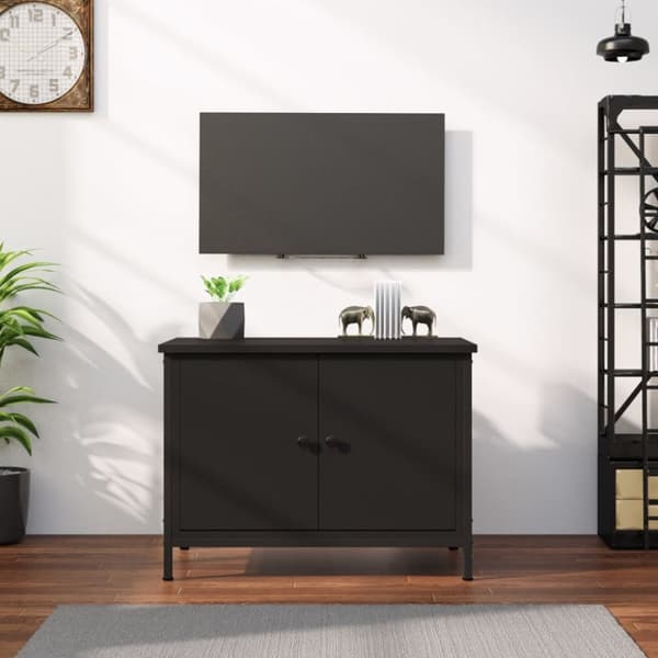 Tv-bänk med dörrar svart 60x35x45 cm konstruerat trä