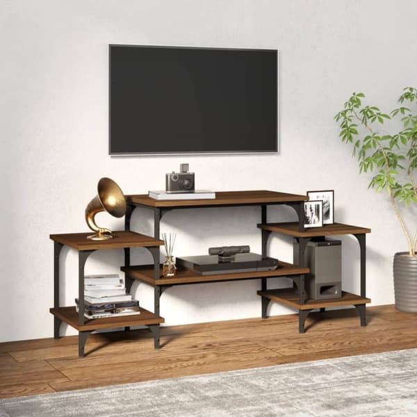 Tv-bänk brun ek 117x35x52 cm konstruerat trä