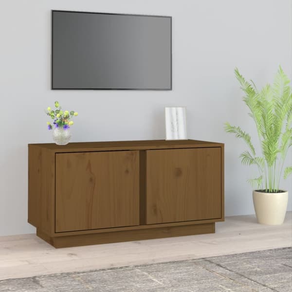 Tv-bänk honungsbrun 80x35x40,5 cm massiv furu