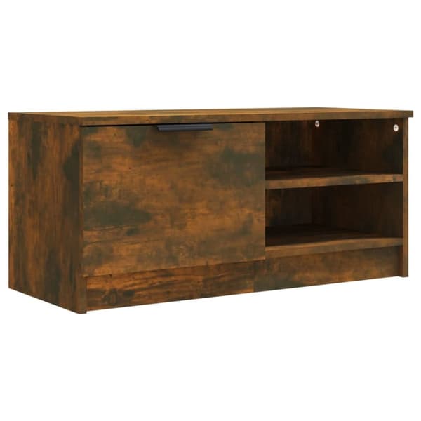 Tv-bänk rökfärgad ek 80x35x36,5 cm konstruerat trä