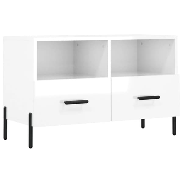 Tv-bänk vit högglans 80x36x50 cm konstruerat trä