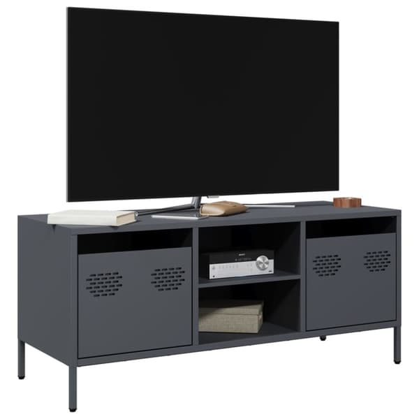 Tv-bänk antracit 101,5x39x43,5 cm kallvalsat stål
