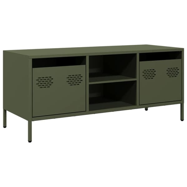 Tv-bänk olivgrön 101,5x39x43,5 cm kallvalsat stål