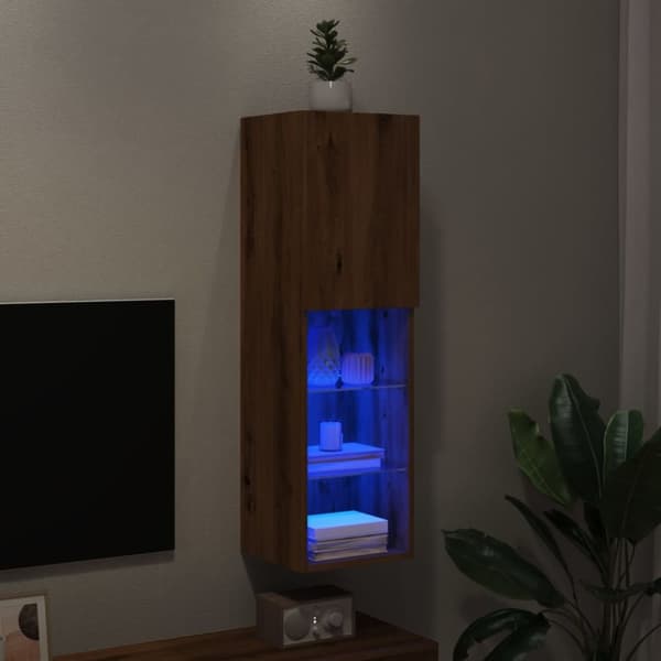 Tv-bänk med LED-belysning artisian ek 30,5x30x102 cm