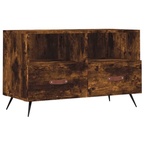 Tv-bänk rökfärgad ek 80x36x50 cm konstruerat trä