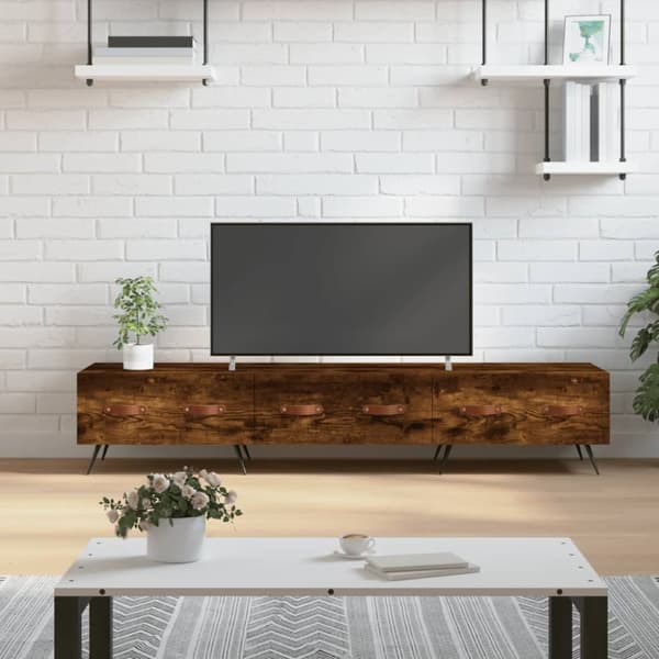 Tv-bänk rökfärgad ek 150x36x30 cm konstruerat trä