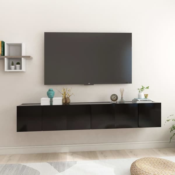 Hängande TV-skåp 3 st svart 60x30x30 cm