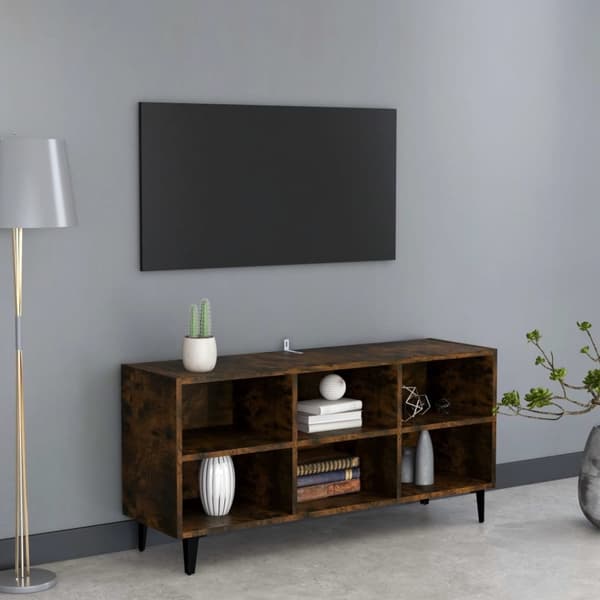 Tv-bänk med metallben sonoma-ek 103,5x30x50 cm