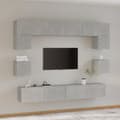 Miniatyrbild 1 av 2: Tv-skåp 8 delar betonggrå konstruerat trä
