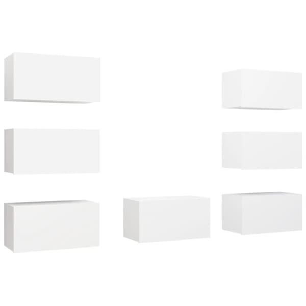 Tv-bänk set 7 st vit 30,5x30x60 cm konstruerat trä