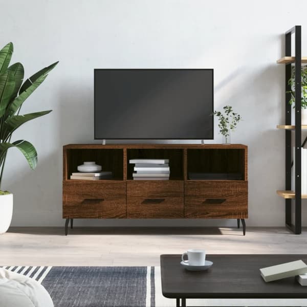 Tv-bänk brun ek 102x36x50 cm konstruerat trä