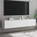 Miniatyrbild 1 av 2: Väggmonterad tv-bänk LED 2 st vit 80x35x31 cm