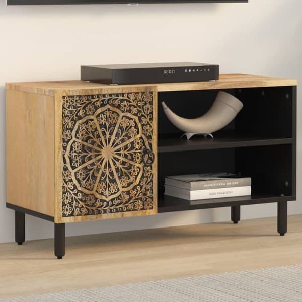 Tv-bänk 80x31x46 cm massivt mangoträ