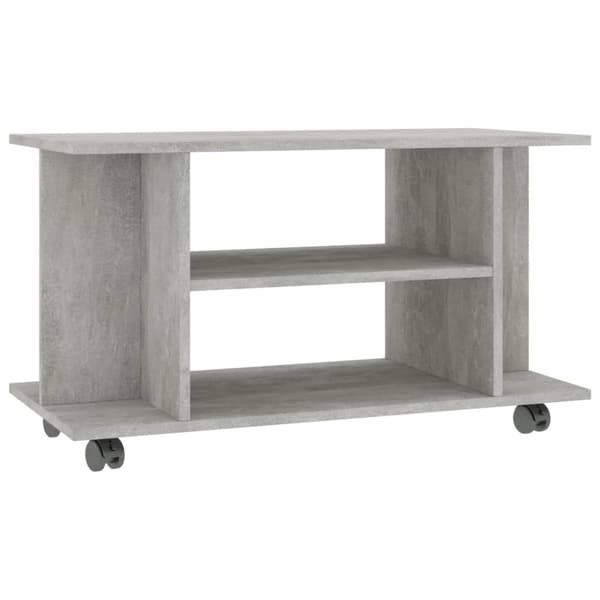 Tv-bänk med hjul betonggrå 80x40x45 cm konstruerat trä
