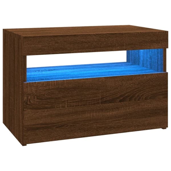 Tv-bänk med LED-belysning brun ek 60x35x40 cm