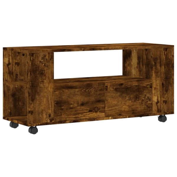Tv-bänk rökfärgad ek 102x34,5x43 cm konstruerat trä