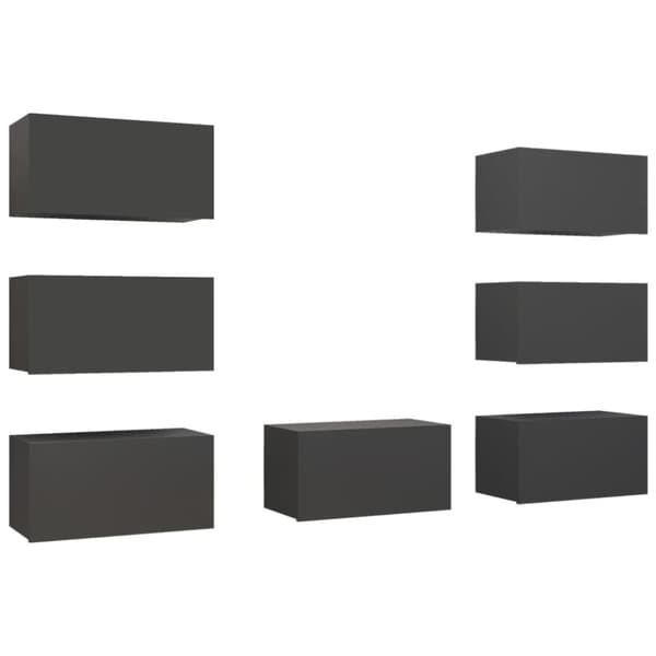 Tv-bänk set 7 delar grå 30,5x30x60 cm konstruerat trä