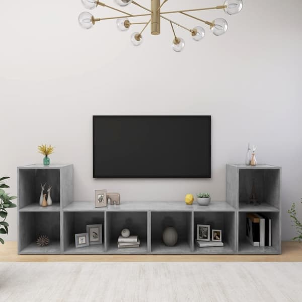 TV-skåp 4 st betonggrå 72x35x36,5 cm konstruerat trä