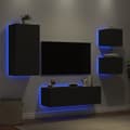 Miniatyrbild 1 av 2: Väggmonterade tv-skåp 4 delar med LEDs svart