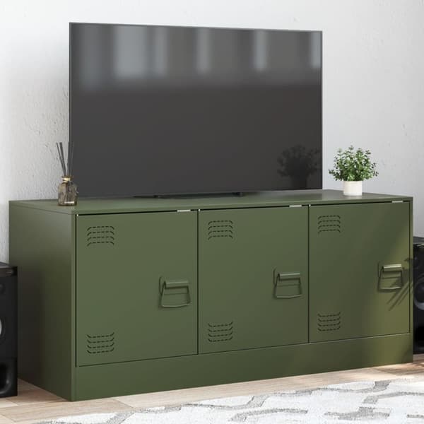 TV-skåp olivgrön 99x39x44 cm stål