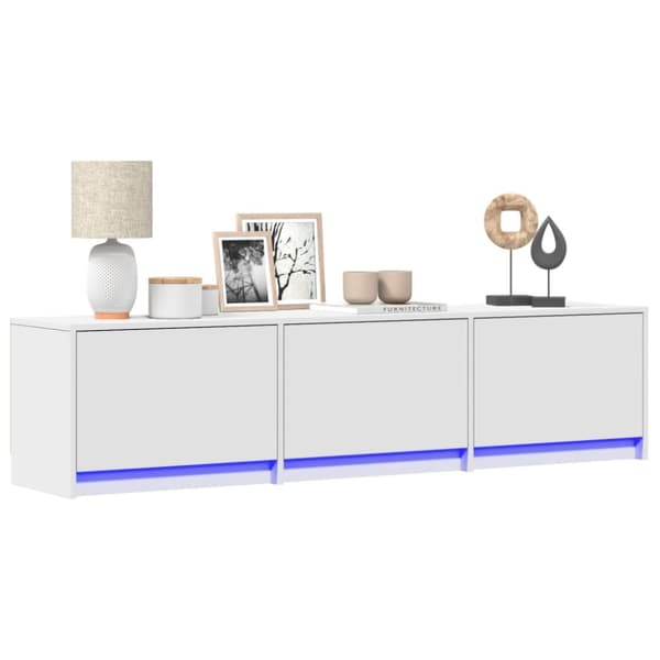 Tv-bänk med LEDs vit 165x34x40 cm konstruerat trä