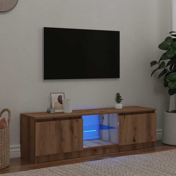 TV-bänk med LED-lampor artisan ek 140x40x35,5cm konstruerat trä