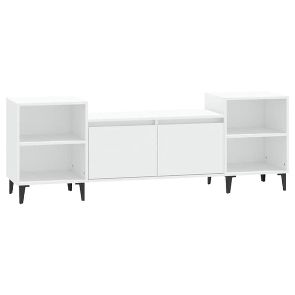 Tv-bänk vit 160x35x55 cm konstruerat trä