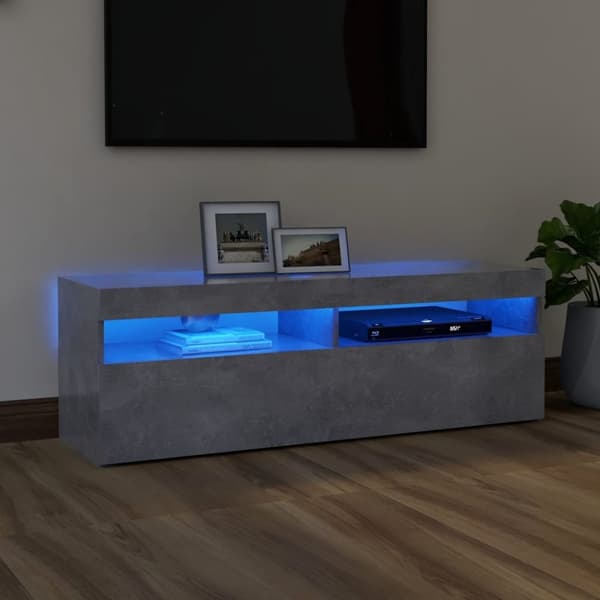 TV-bänk med LED-belysning betonggrå 120x35x40 cm