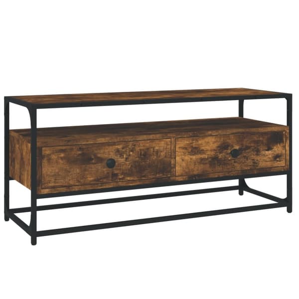 Tv-bänk rökfärgad ek 100x35x45 cm konstruerat trä