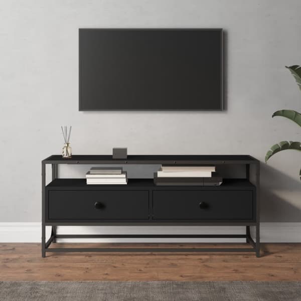 Tv-bänk svart 100x35x45 cm konstruerat trä