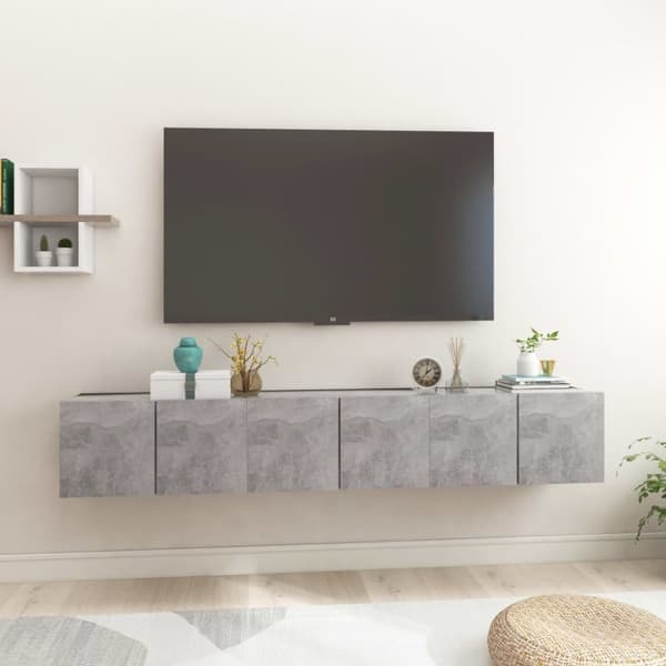 Hängande TV-skåp 3 st betonggrå 60x30x30 cm