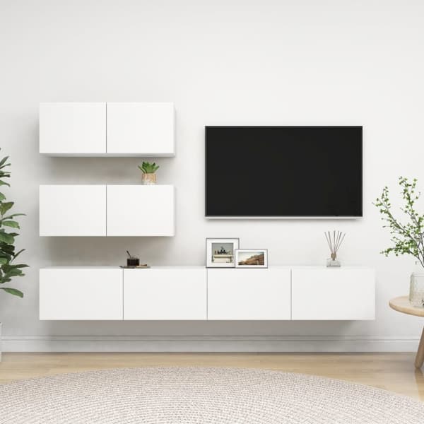 TV-skåp 4 delar vit konstruerat trä