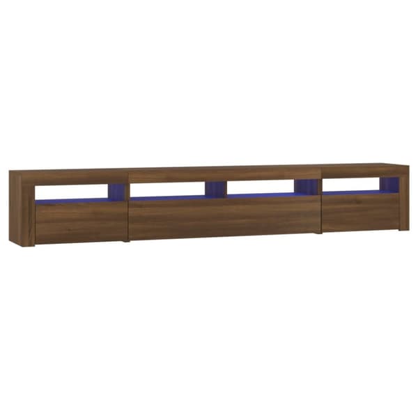 Tv-bänk med LED-belysning brun ek 240x35x40 cm
