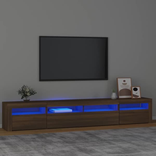 Tv-bänk med LED-belysning brun ek 240x35x40 cm
