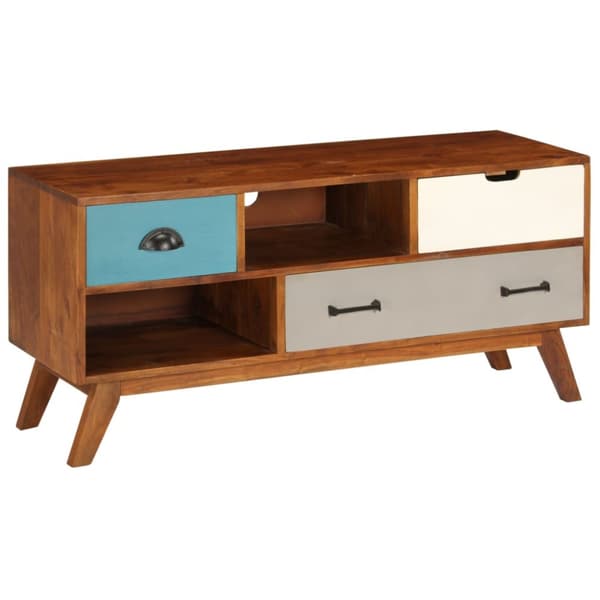 TV-bänk med 3 lådor 110x35x50 cm massivt återvunnet akaciaträ