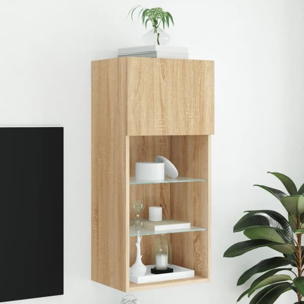 Tv-bänk med LED-belysning sonoma-ek 40,5x30x90 cm