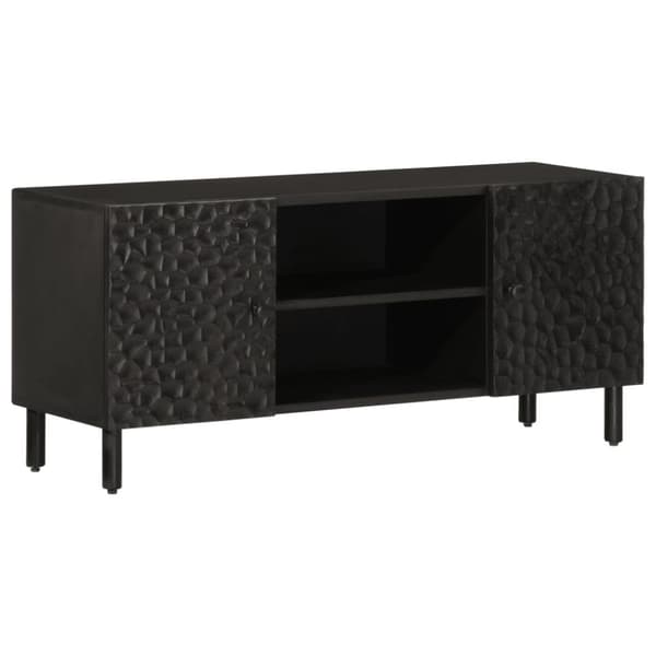Tv-bänk svart 105x33x46 cm massivt mangoträ