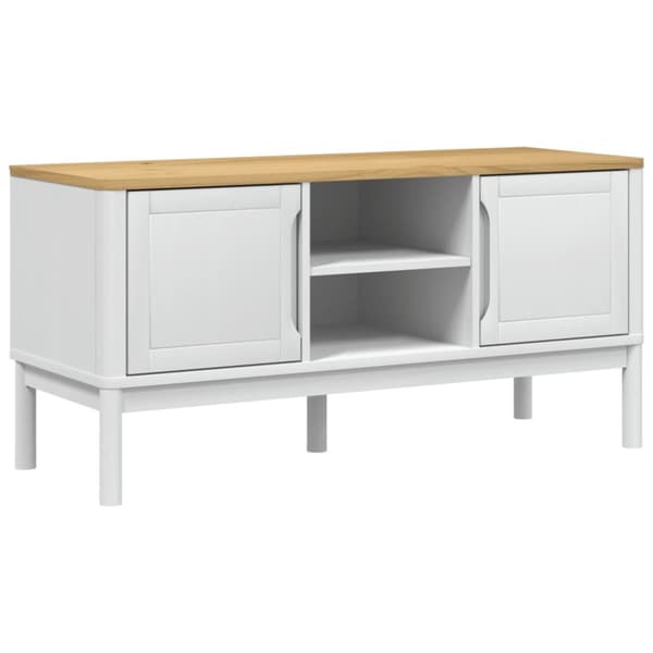Tv-bänk FLORO vit 114x43x55 cm massiv furu