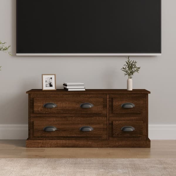 Tv-bänk brun ek 100x35,5x45 cm konstruerat trä