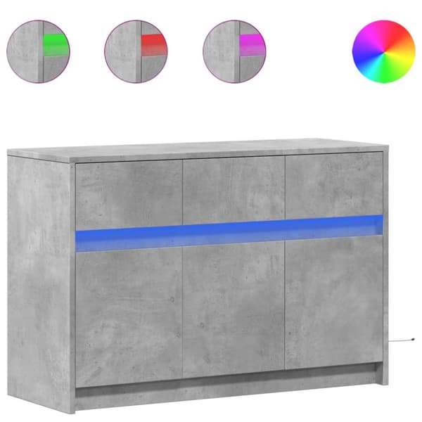 Tv-bänk med LEDs betonggrå 91x34x61 cm konstruerat trä