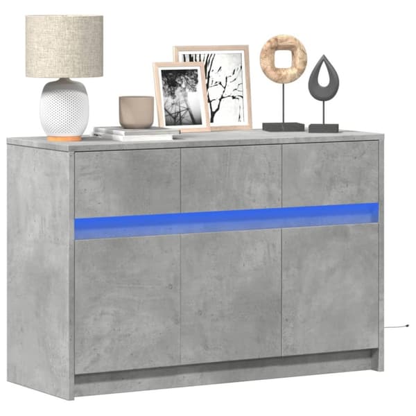 Tv-bänk med LEDs betonggrå 91x34x61 cm konstruerat trä