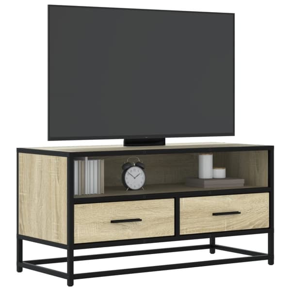 Tv-bänk sonoma-ek 80x34,5x40 cm konstruerat trä och metall
